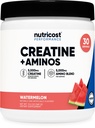 Nutricost Creatin + Aminos 30 Servírovanie (Watermelon Ochutené) - 5,000mg Monohydrát kreatinínu + 5000mg Amino BCAA Blend per Serving