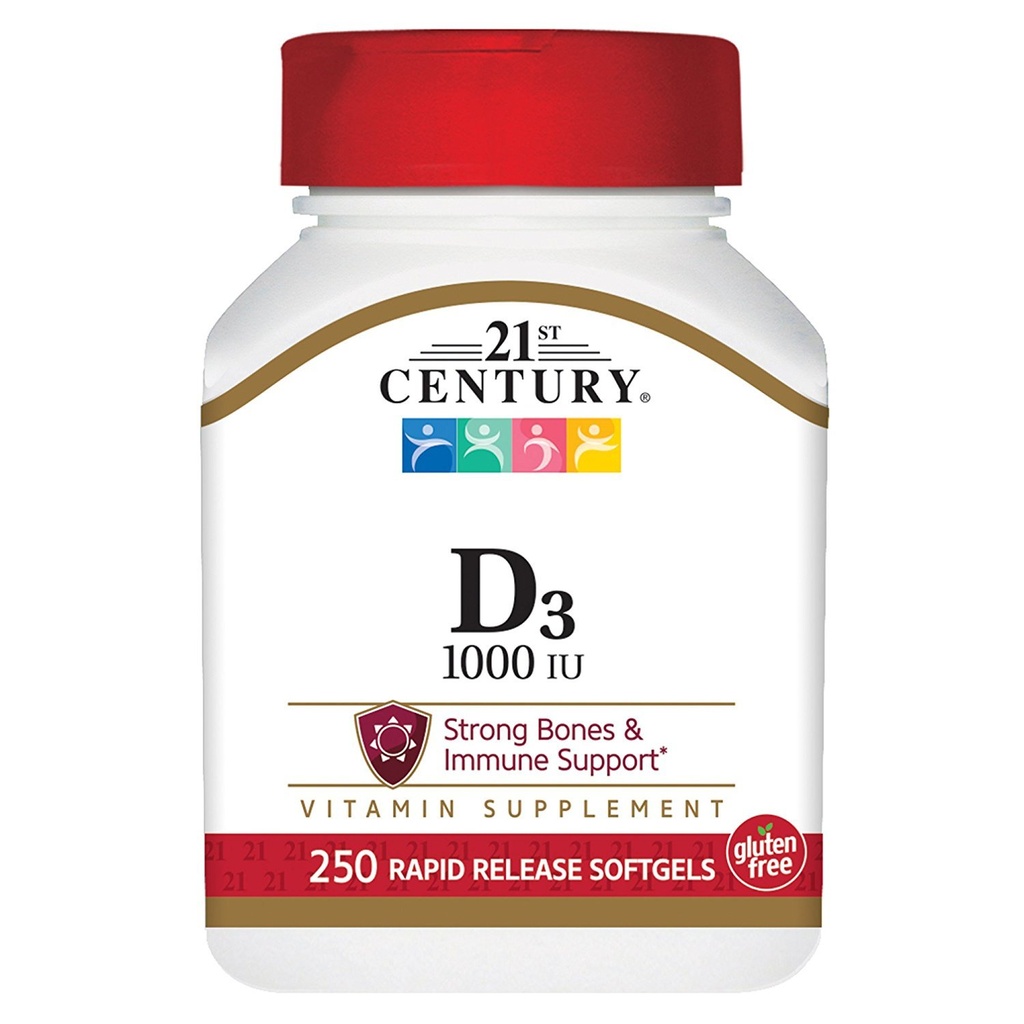 21. storočie D3 1000 IU Softgels, počet 250 (27415)