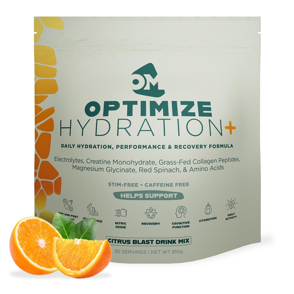 Optimize Minerals Citrus Blast Hydration | All in-One Supplement Pack, Ionic Trace Mineral Blend, Electrolyte and Micronutrient Support