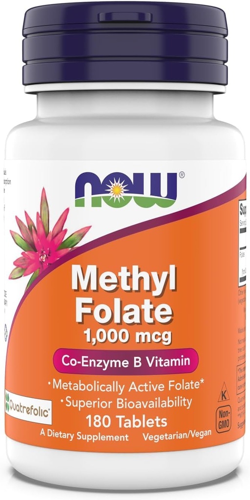 Teraz doplnky, Metylfolát 1000 μg, Metabolicky aktívny folát*, Co- Enzyme B Vitamín, 180 tabliet