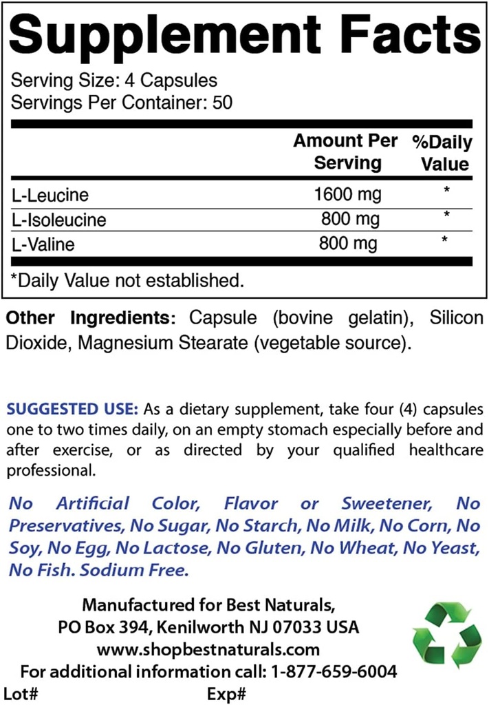 Najlepšie prírodné BCAA 3200mg & B-100 Complex