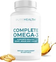 PUREHEALTH Research Complete Omega 3 Fish Oil Softgels - Omega-3 Mastné kyseliny Doplnky- EPA DHA Supplement - Non-GMO- 90 Soft Gels