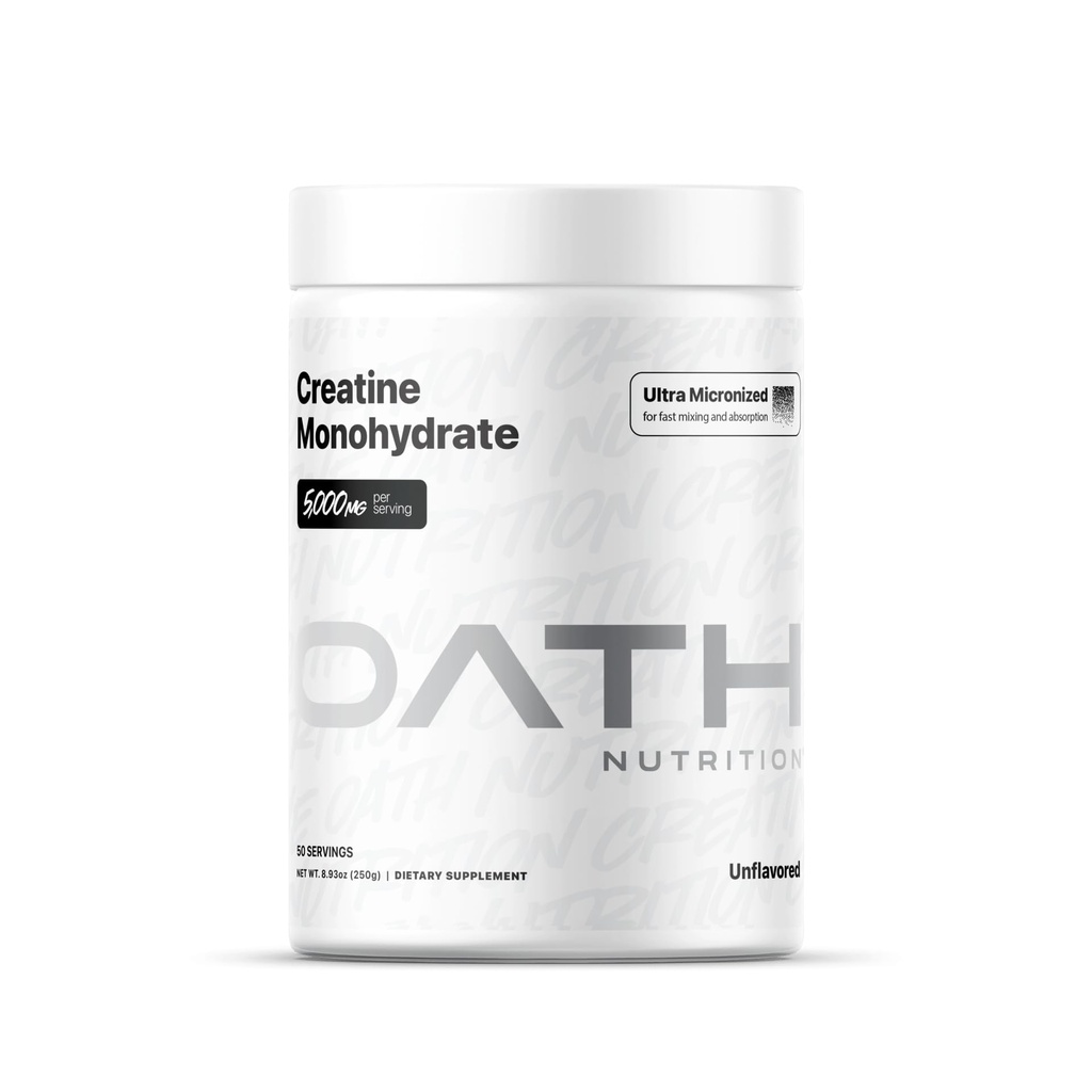 Oath Nutrition Ultra Micronized Creatin Monohydrate Powder, Unflavred, Gluten Free, Non GMO, Creatin Powder for Women and Men, 5,000g per Serving, 50 Servings