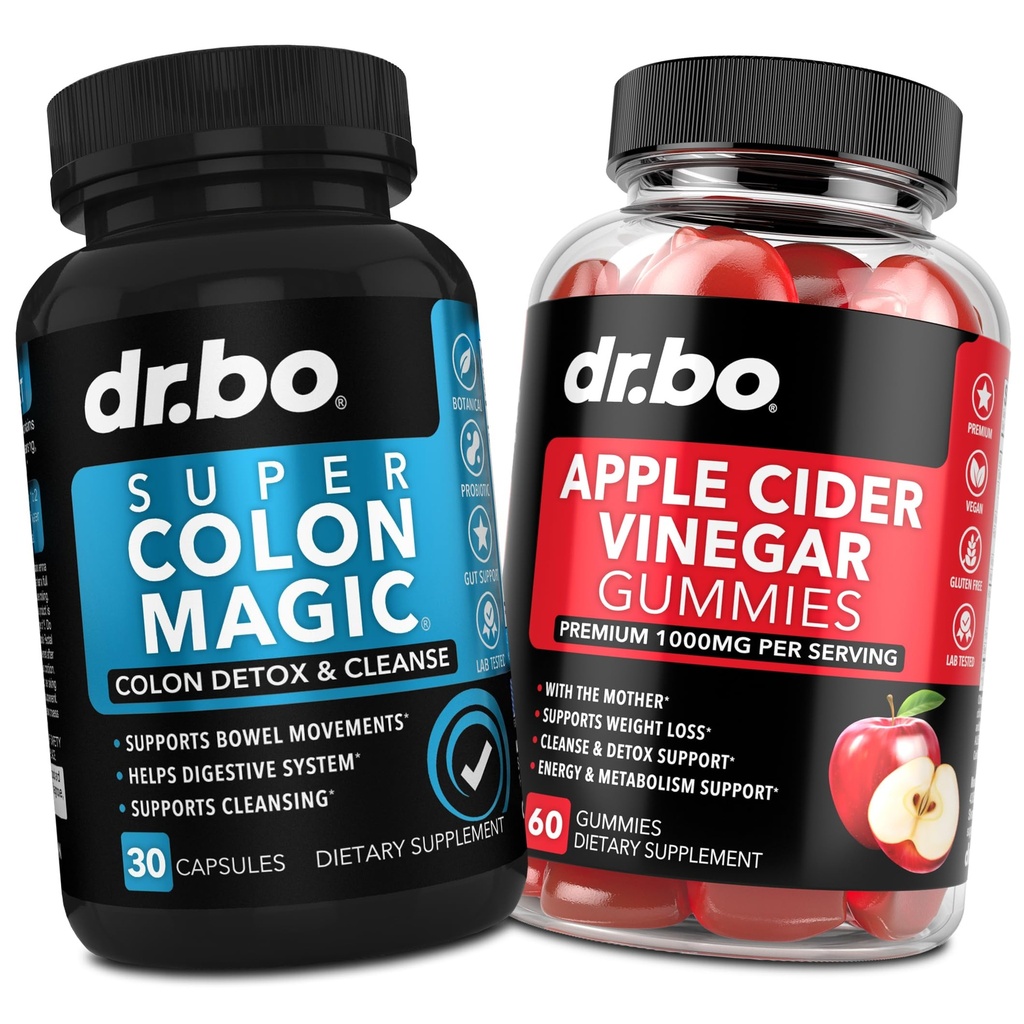 Cleanser Colon Detox & ACV Apple Cider Ocogar Gummies - 15 Day Colon Clean Pills Flush & Probiotic & ACV Gumies Supplements - Bowel Movement Supplements for Intestinal Bloating Gut Support