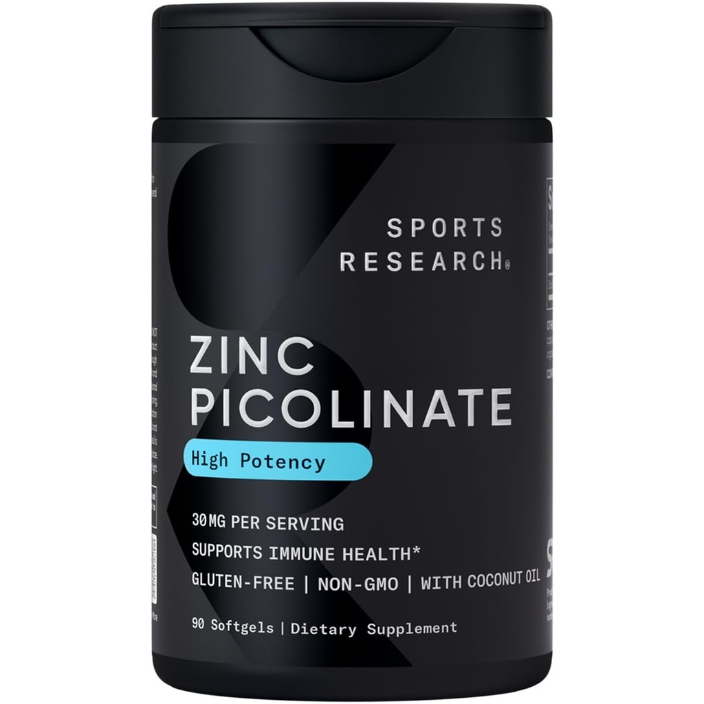 Športový výskum High Potency Zinok Picolinate 30 mg s organickým kokosovým olejom 
