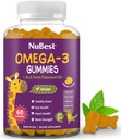NuBest Omega 3 Gummies for Kids & Teens with Flaxseed Oil | Supports Brain Growth, Mental Clarity, Focus, and Eye Health | No Added Sugar | Orange Flavor | 60 Premium Vegan Gummies | 1 Month Supply