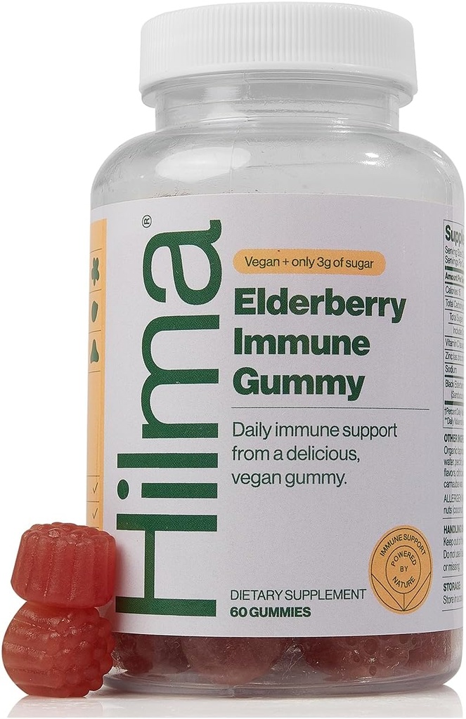 Hilma bazové Gummy Formulované s vitamínom C & Zinok, prírodné, Vegan, klinicky preukázané zložky, Imunitná podpora doplnok Plus Antioxidanty,Prírodné Berry Flavor (60 Gummies)