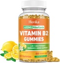 Vitamín B2 Gummy Riboflavín 400mg doplnok pre mužov a ženy - čistý horčík, Ashwagandha, CoQ10, Omega 3, vitamín B12 - úľava a energia migrény, podpora nervového systému - bez cukru, 60 grófov