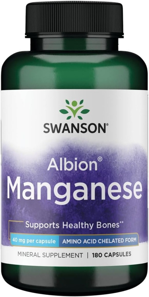 Swanson Albion oneskorený mangán Glycinát 40 Milligrams 180 kapsúl