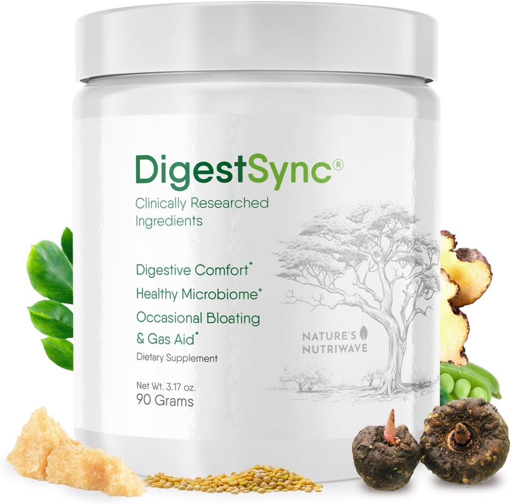 DigestSync Digestion Supplement for Gut Health - Natural Powder for Digestive Support, Bloating Relief for Women & Men, 100% Natural Green Powder - 1 mesiac dodávky