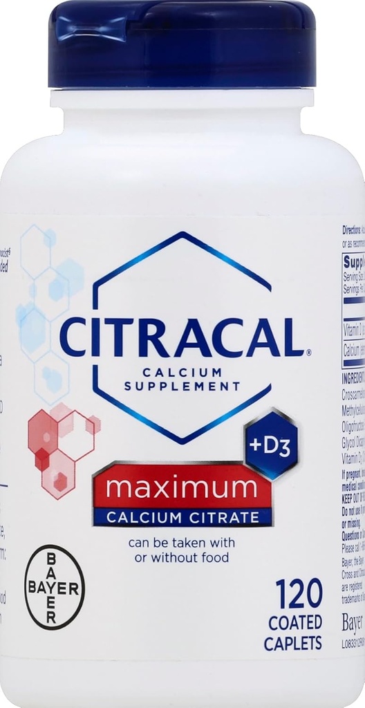 Citracal Max. veľkosť 120ct Citracal Calcium Citrate with Vitamin D Maximum Coated Caplets 120 Count
