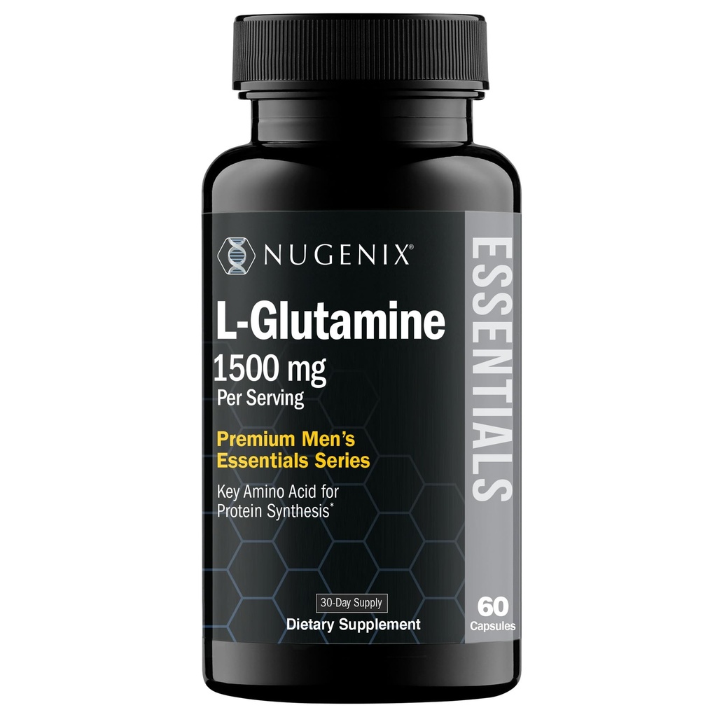 Nugenix Essentials L-Glutamine, 1500mg 100% Botanical L-Glutamine Amino Acid, Protein Synthesis, Podporuje Cellular Function, 60 Kapsule