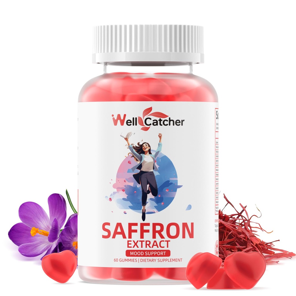 Šafran Gummy pre dospelých Deti - Organické Saffron extrakt doplnok pre mužov Ženy Sugar Free for Mood Balance Podpora Lepší metabolizmus spánku s vitamínmi Non GMO Jahodová Ochutená 30 dní
