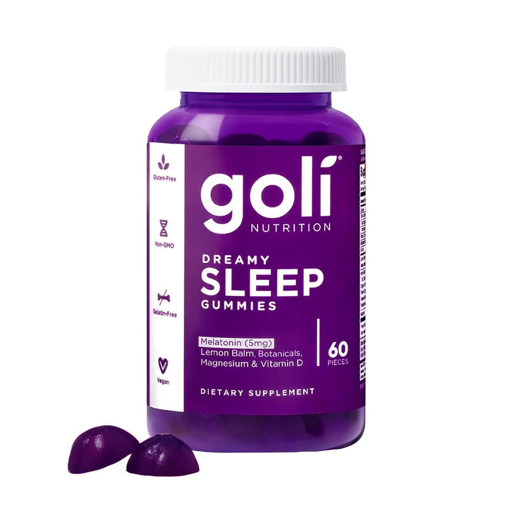 Goli Dreamy Sleep Gummy - 60 Gróf - Melatonín, vitamín D, horčík a citrónový balzam extrakt - Želatína bez obsahu, lepidlo bez obsahu, Vegan a Non-GMO