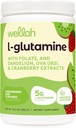 Wellah L-Glutamine prášok Jahodový Kiwi (50 Servings) - 5g L-Glutamine na porciu, sladené s Stevia