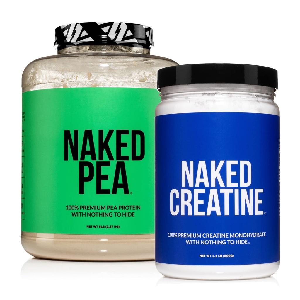 NAKED Vegánsky svalový rast a zotavenie Bundle Creatin a 5LB bez príchute Pea