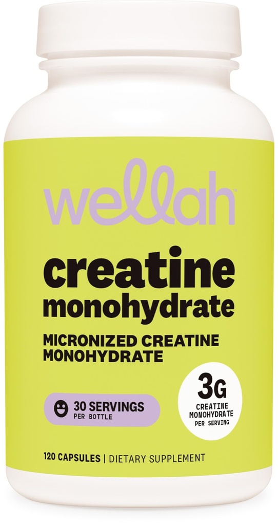 Wellah Creatine Monohydrate Kapsule (3000 mg) 120 Kapsule - Micronized Creatin, 30 Servings