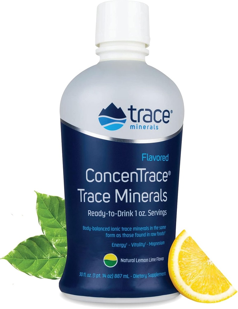 Stopové minerály ConcenTrace - Liquid Mineral Supplement with Magnézium & Vitamín C - Dietary Supplement with White Grape & Lemon Juice - Natural Lemon Lime Flavor, 30 fl oz (30 Servings)