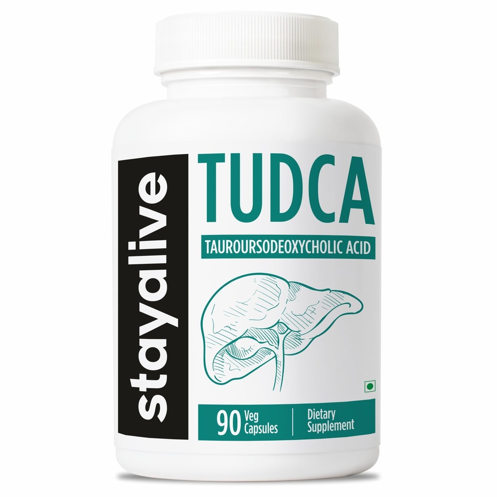 STAY ALIVE TUDCA Kapsule 500mg, Tauroursodeoxycholic Acid Bile Salts, 90 Count, Non-GMO & Gluten Free TUDCA Supplement for Men and Women