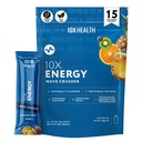 10X Health - Energy Wave Crusher - Energy Drink with 200mg Caffeine, BCAAs, B Vitamíny, zrýchlená absorpcia - Tropical Punch pre-Workout Drink - 15 Drink Mix pakety (Wave Crusher - Energy)