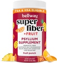 Bellway Super Fiber Powder + Ovocie, bez cukru Organic Psyllium Husk prášok Fiber Supplement for Regularity, Bloating Relief & Gastive Health, Plant-Based, Fruit Punch (50 Servings)