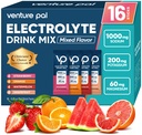 Venture Pal High Sodium Sugar Free Electrolytes Powder Packet - Hydration Packets with Vitamin, Sodium & Potassium | Zero Calories | Vegan, Keto & Paleo Friendly Electrolyte Drink Mix - 16 Sticks