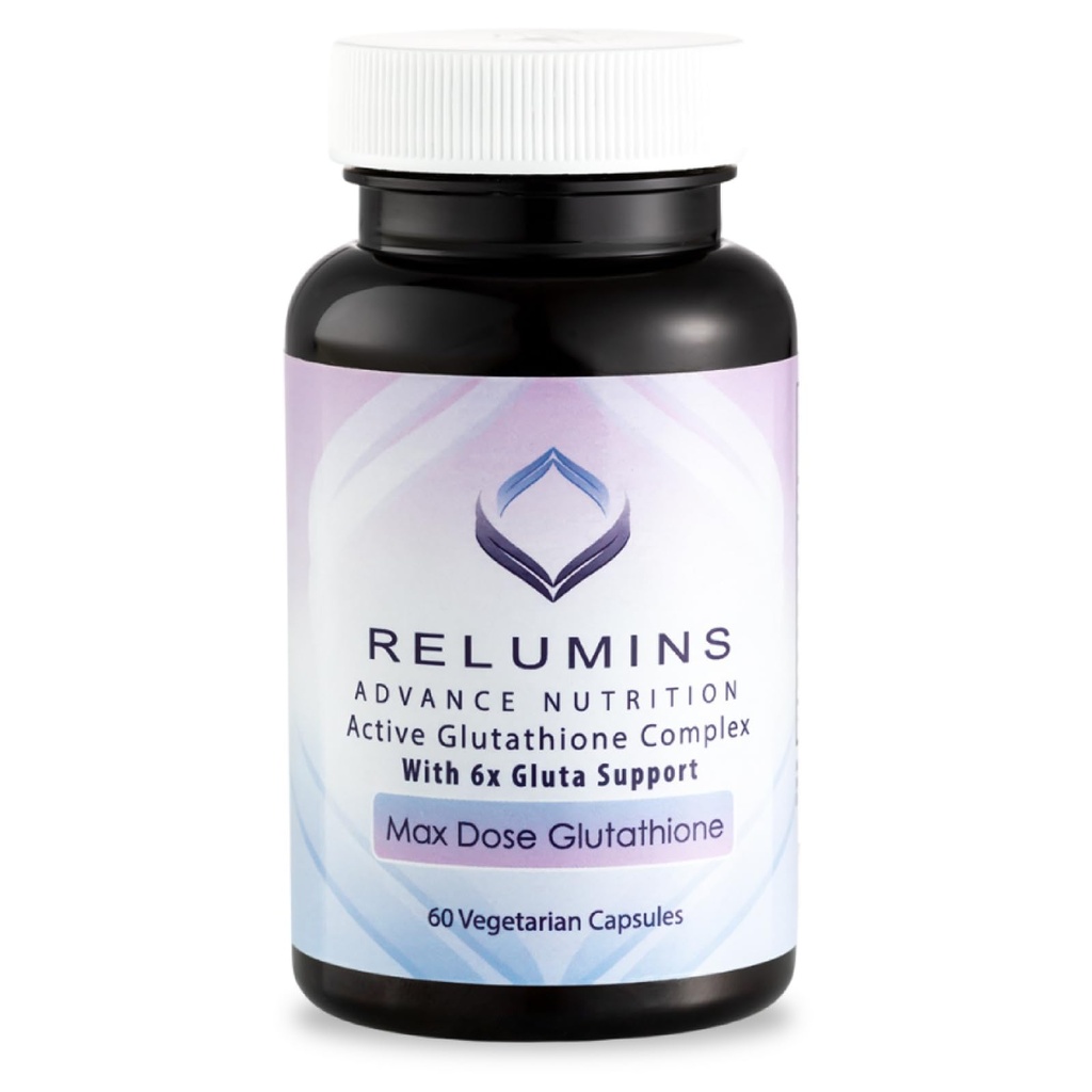Relumins Advance White Active Glutatión Complex - Max Dose 900mg Glutatión s 6X Boosters, ALA & NAC - Anti-Aging Skin Brightening Supplement - 60 Vegetariánske kapsule (30 Servings)