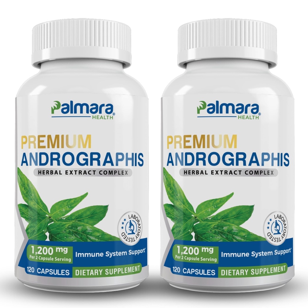 Palmara Health Premium Andrographis Paniculata Extract 2 balenie - 1 200 mg (100 mg Andrographolides) per Serving, non-GMO, Vegan, Gluten Free
