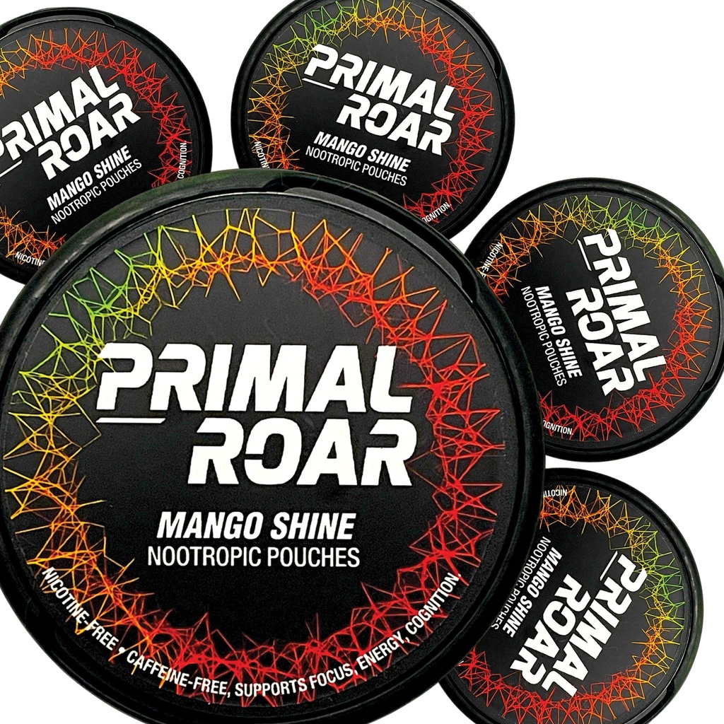 Primal Roar Mango Shine - Stimulant-Free Hlboké zaostrenie Nootrops Pouchy 