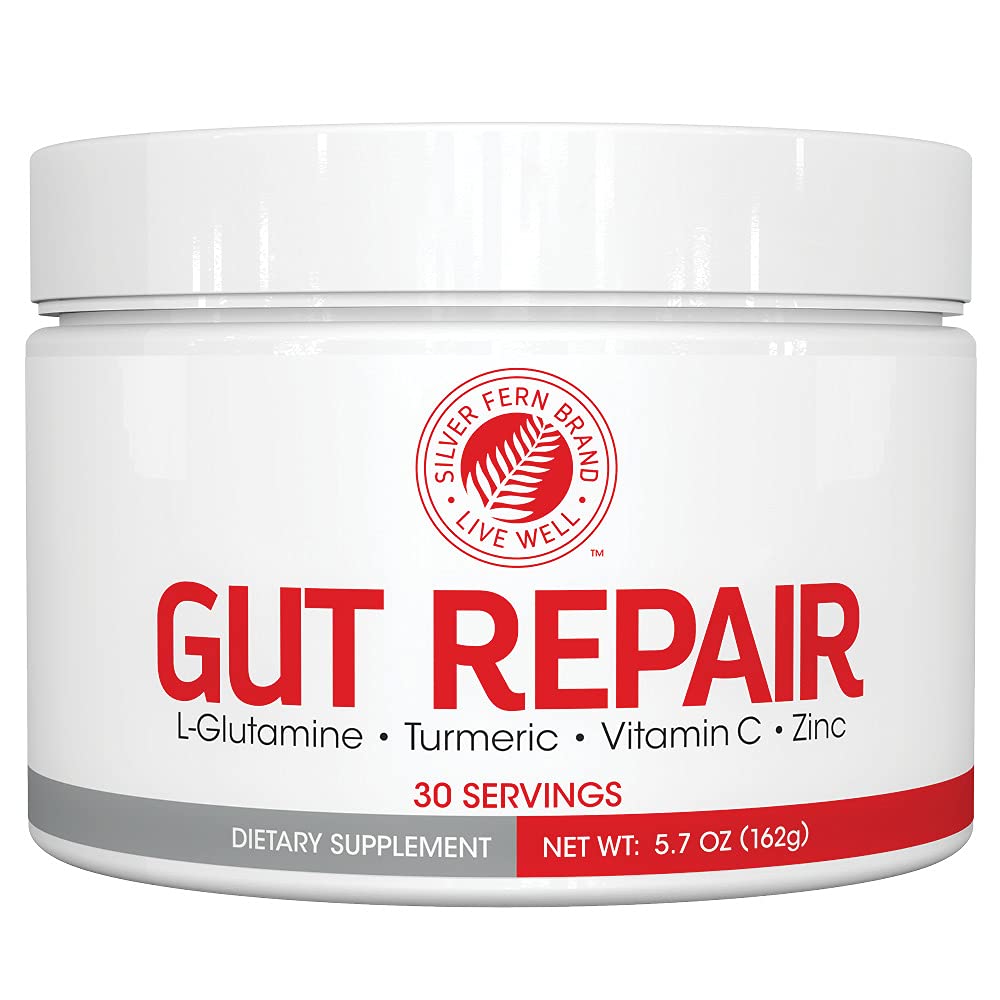 Silver Fern Gut Repair - Digestive Health Supplement Powder - L-Glutamine, Curcumin, Zinok a kyselina askorbová (1 Tub - 30 Servings)
