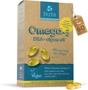 Testa Omega 3 doplnok - 250mg DHA z Algae Oil - Vegan Omega 3 - Podporuje mozog, oko a spoločné zdravie - Nie z rýb, Pure Algae kapsule - Dva mesiace dodávky