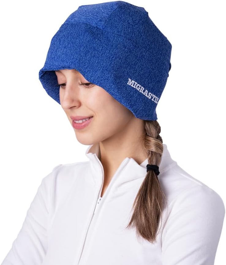 2-Pack Migrastil MigraFreeze Deluxe Bolesť hlavy a migréna Hat. Mäkký, flexibilný chladiaci gél viečko pre mužov a ženy. Modrá