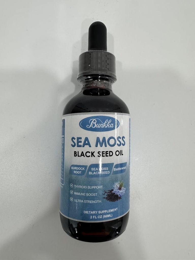 (2 balenia) Morský olej Moss Black Seed kvapky s Burdock Root, Bladderwrack & Vitamin C Vitamín D3, Írske more Moss kvapka pre imunitný systém, Gut, kože a energie
