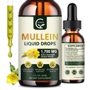 (2 balenia) Mullein kvapky pre Pľúca - Pľúca Čistenie a podporu dýchania, Výkonný 4 v 1 Mullein Leaf extrakt s bazami, marshmallow koreň a pomarančový kôl pre Bronchial Podpora, 1 Fl Oz