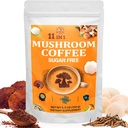 Hubová káva - Hubová káva Organická s 11 superpotravínovými hubami, zahŕňa Lion's Mane, Reishi, Chaga, Cordyceps a adaptogény, Mushrom Supplement for Energy, Focus, Memory and Imunity - 5.3oz