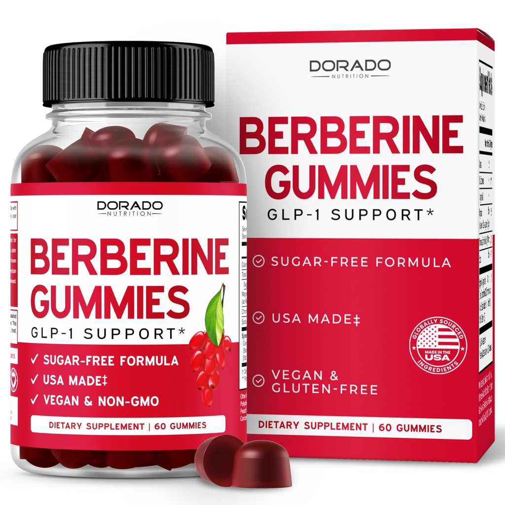 Berberine Gumies with Ceylon škorica (1,200mg) Premium bez cukru Berberine Ceylon škorica Supplement for Adults - Third-Party Tested, Non-GMO & Made in USA - 60 Gróf Žuvačky