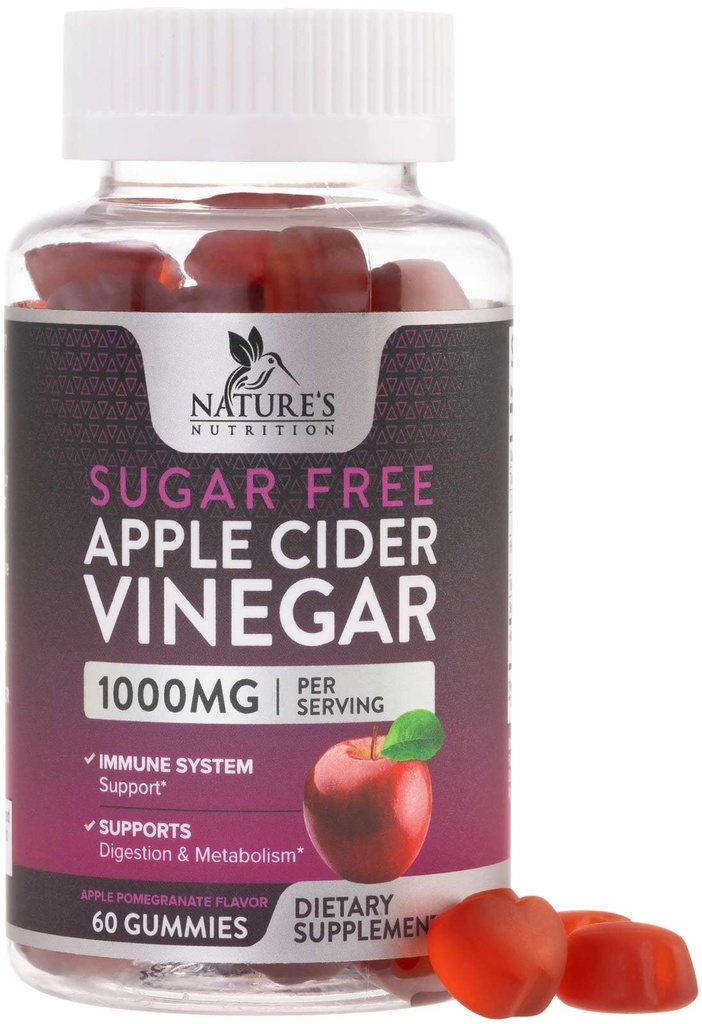 Apple Cider Ocogar Gummies for Weight Loss, Zero Cugar - Apple Cider Ocogar Powder 1000mg Per Serving - Vegan Apple Cider Ocogar Gummy for Detox & Cleans - Cukor Free ACV Doplnok - 60 Gumiem