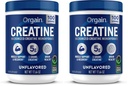 Orgain Creatin Monohydrate Mikronizovaný prášok,100 Servisov,nechutných,Podporuje rast svalovej hmoty, zotavenie po tréningu a zdravie mozgu,Žiadne umelé prísady,pre mužov a ženy,Vegan,(Stock of 2)