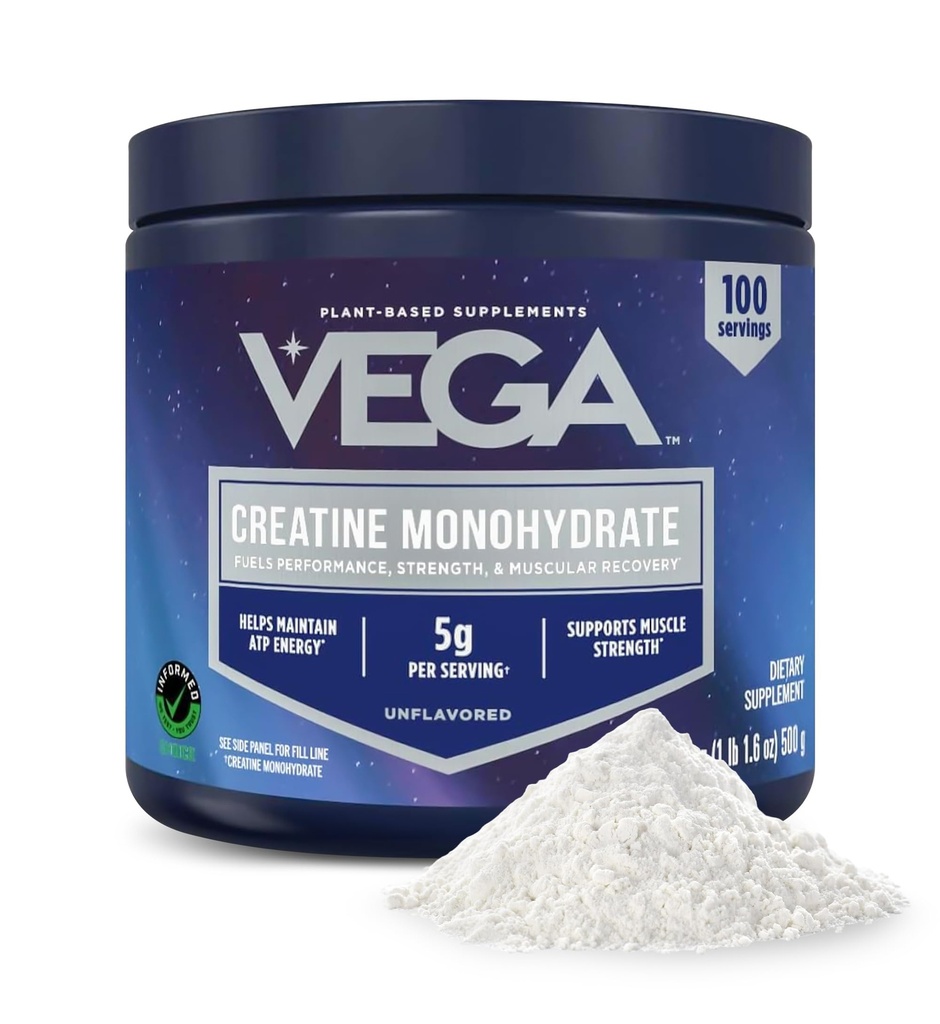 Vega Micronized Creatin Monohydrate Powder, Unflavred 