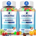Kreatín Gummy pre mužov a ženy - Monohydrát kreatínu Gummy 5g, Svalový Builder, Energetické Boost a predpráce doplnok, Nízky cukor Taurín Žuvacie Gummy 2 balenie