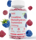 Kreatín Monohydrát Gummy pre mužov a ženy - Vysoká čistota Kyslá modrá Malinová- Žuvateľný Kreatín Infundovaný Gummy pre svalovú silu a energiu Boost, Biodostupný predpráce doplnok