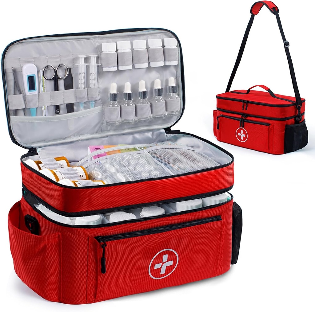 BAGSFY Travel Medicine Organizátor tašky, Medical Bag Prázdne, Pilulka Fľaša Organizátor pre domácnosť, Veľké skladovanie liekov, Cestovanie Prípad prvej pomoci Kit tašky Prázdne, Núdzové Kit.