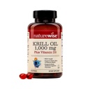 NatureWise Krill Oil 1 000 mg + Vitamín D3 6 000 IU - SUPERBAboost Koncentrovaný antarktický krilový olej - Omega-3 EPA & DHA, Fosfolipidy a astaxantín - non-GMO - 60 Softgels[30 dní]