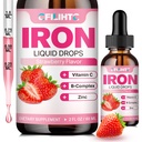 Tekuté železité doplnky pre ženy Muži a deti Multivitamínové železité kvapky s folátom, vitamín C, B6, B12, Zinok pre anémiu, Nedostatok železa, Blood Builder, Energia - Prírodné jahodovej chuti, Vegan 2 Fl Oz