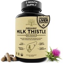 USDA Organic Milk Thistle Liver Detox Supplement 80% Silymarin, 250 mg with Repeat Root & Artichoke Extract for Liver Support & Digestion, Made in USA, 120 Kapsule (2 mesiace dodávky)