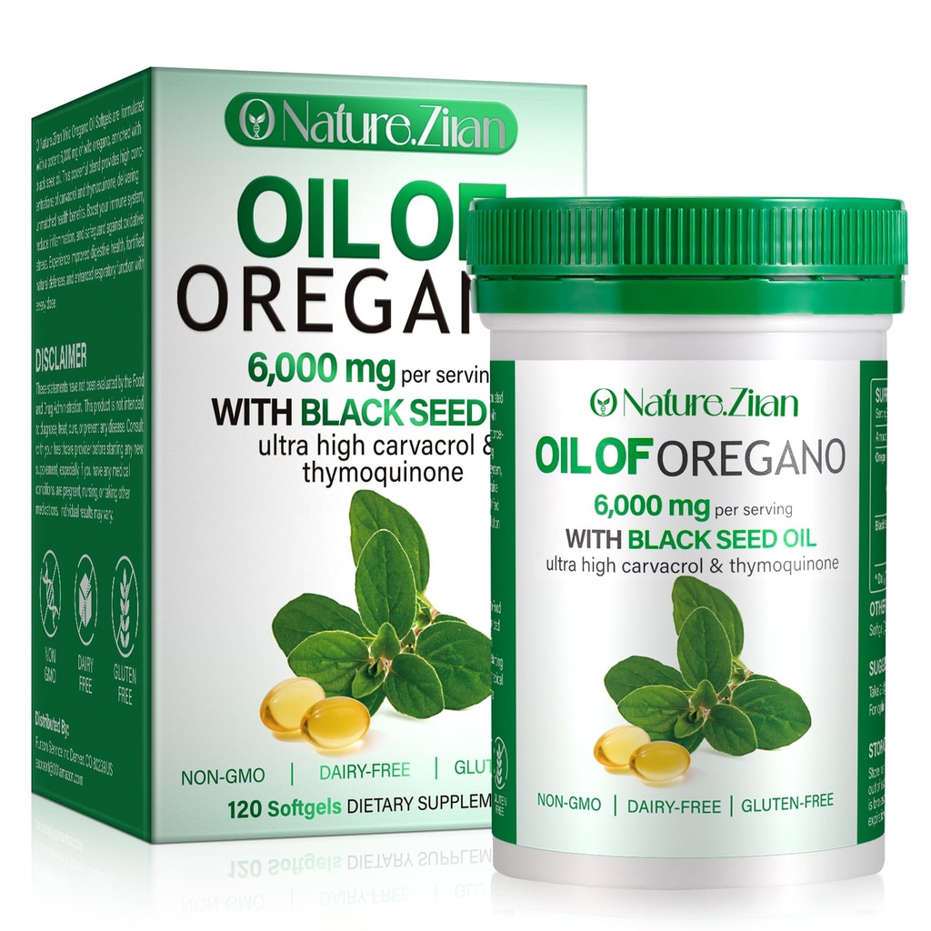 Olej z Oregano Softgel - Organický olej z Oregano s čiernym semenom - 2 v 1, 120 Počet
