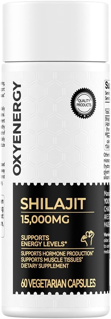 OxyEnergy Shilajit Kapsule pre Muži a ženy,Pure Himalayan Shilajit 15,000mg,Stamina & Immune Support,60 Vegetariánske Kapsule