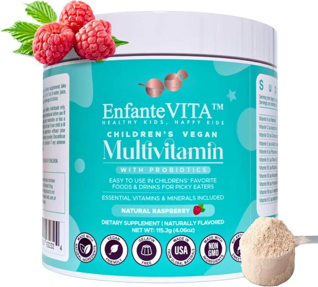 All in One Kids Vitamis, 90 day Supply, Powder Multivitamín s probiotikami, Immune Support, Gut Health, Vegan D3, Sugar Free, Non GMO, Natural Flavor, Doktor Formulated, Daily Nutrition