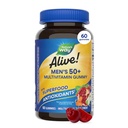 Príroda žije! Muži 50 Plus Multivitamín Gummy, Denné žuvacie multivitamíny pre mužov s B-vitamínmi, vitamín D3 a zinok, podporuje srdce, oko a energetický metabolizmus, * ovocie-chutí, 60 Gumímie