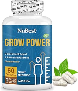 NuBest Grow Power - vápnik doplnok - horčík doplnok s vitamínom D3, B6, zinok, fosfor a multivitamín pre silné kosti, celkové zdravie pre vek 10+ - 1 mesiac dodávky